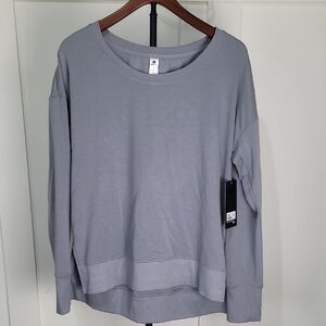 90 Degree By Reflex Light Gray/Blue Relaxed Crewneck Sweatshirt Size L
